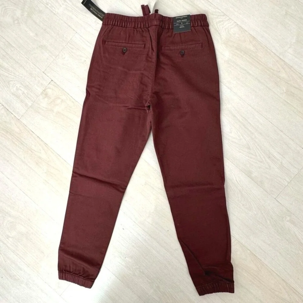 Banana Republic Travel‎ Jogger Mens S Burgundy Tapered Mid Rise Pant Casual Prep